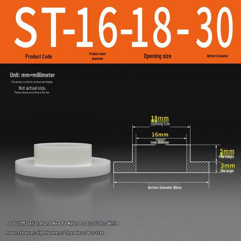 T-förmige Nylon-Unterlegscheibe: Konvex-Konkave Schraubwellenhülse, Stufen-Kunststoffscheibe, Nylonbuchse, Isolierkapsel ST2-ST35