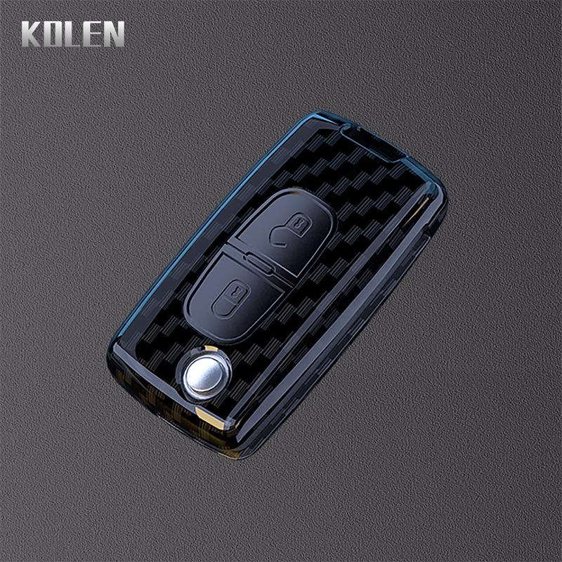 Abs Carbon Fiber Auto Flip Key Fob Cover Case Fit For Peugeot 107 207 307 308 407 607 3008 5008 Fit For Citroen Xsara Picasso C3 C4 C5 C6 C8