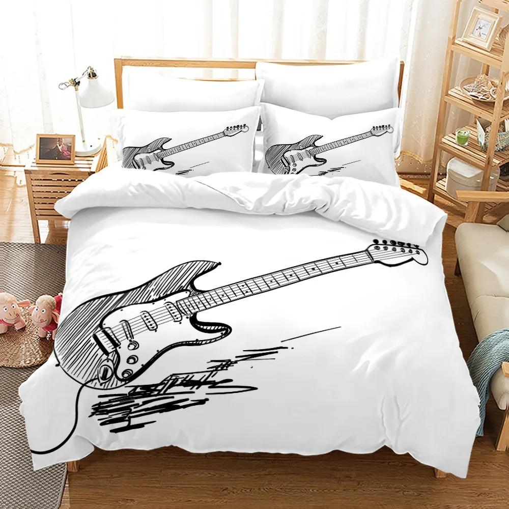 Rock Guitar Bedding Set Single Twin Full Queen King Size Polyester Bedroom Duvet Cover Aldult Kids Comforter Quilt Cover Set