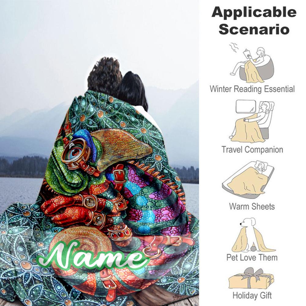 Chameleon Customize Your Name Blanket Throw Customizable Blanket Ultra-Soft Throw For Bedding Office Chair Office Chair Four Seasons Multipurpose