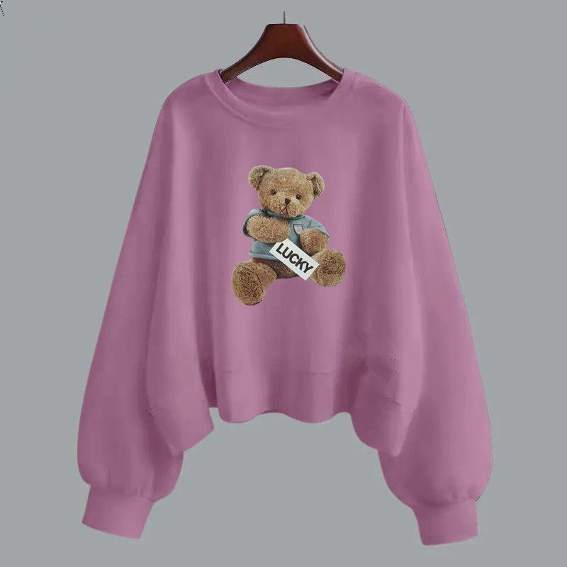 Moletom com capuz de algodão roxo feminino primavera e outono manga longa versão coreana gola redonda solta temporada escolar de setembro início do outono em roupas femininas