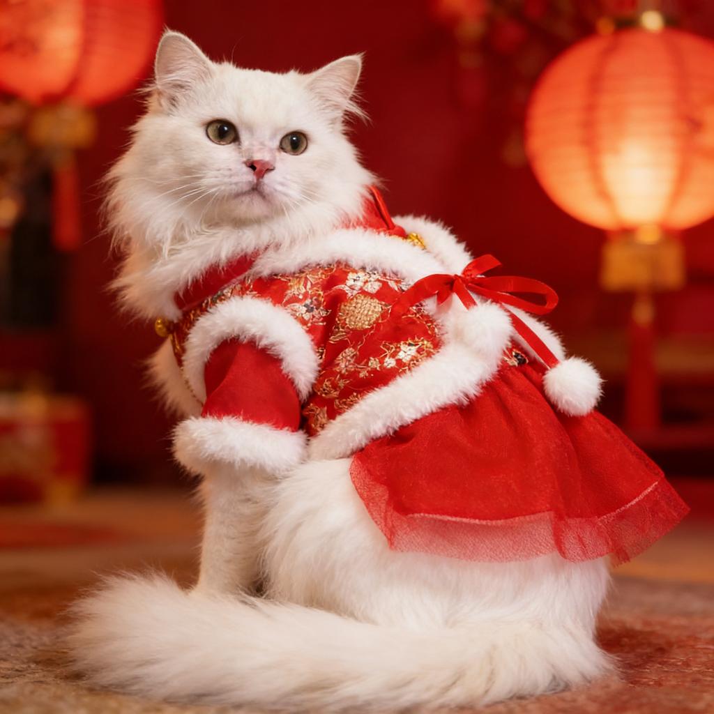 Pet Clothing For Cats And Dogs. Chinese New Year Festive Pet Clothes. Skirts. G