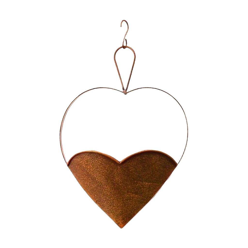 Indoor Outdoor Iron Plant Hanger Heart Shape Design Hanging Flower Holder with Hook Perfect for Garden Window Display