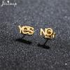 Unique Christmas Earring Stainless Steel YES NO Cactus Footprint Music Stud Earrings for Women Tiny Star Boots Jewelry Girl Gift