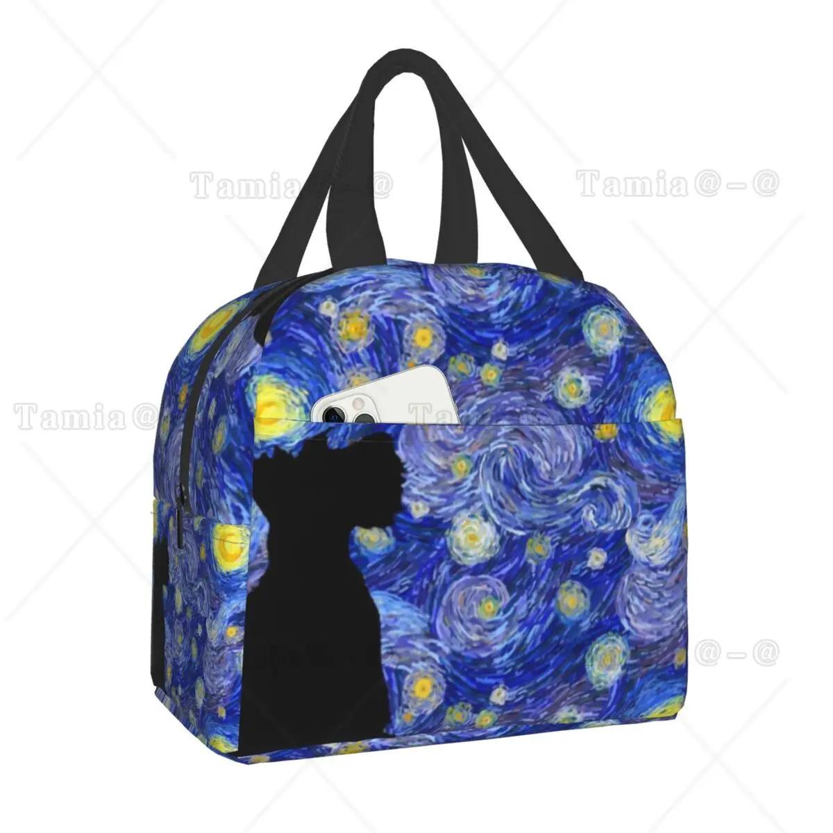 

Скотч-терьер наблюдает за бабочкой термоизолированная сумка для ланча женская шотландская собака многоразовая сумка для ланча многофункциональная коробка для еды 22x20x13CM красный