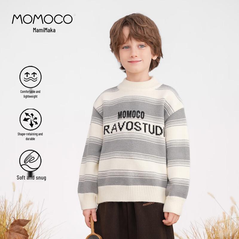 MOMOCO Boys  2025 Winter Striped Pullover Sweater 110