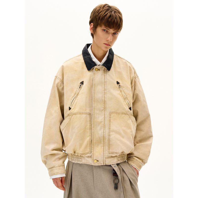 Madwitch American Retro Distressed Barn-Style Workwear Jacket Cotton Coat for Men and Women, Loose and Cool Design Jacket