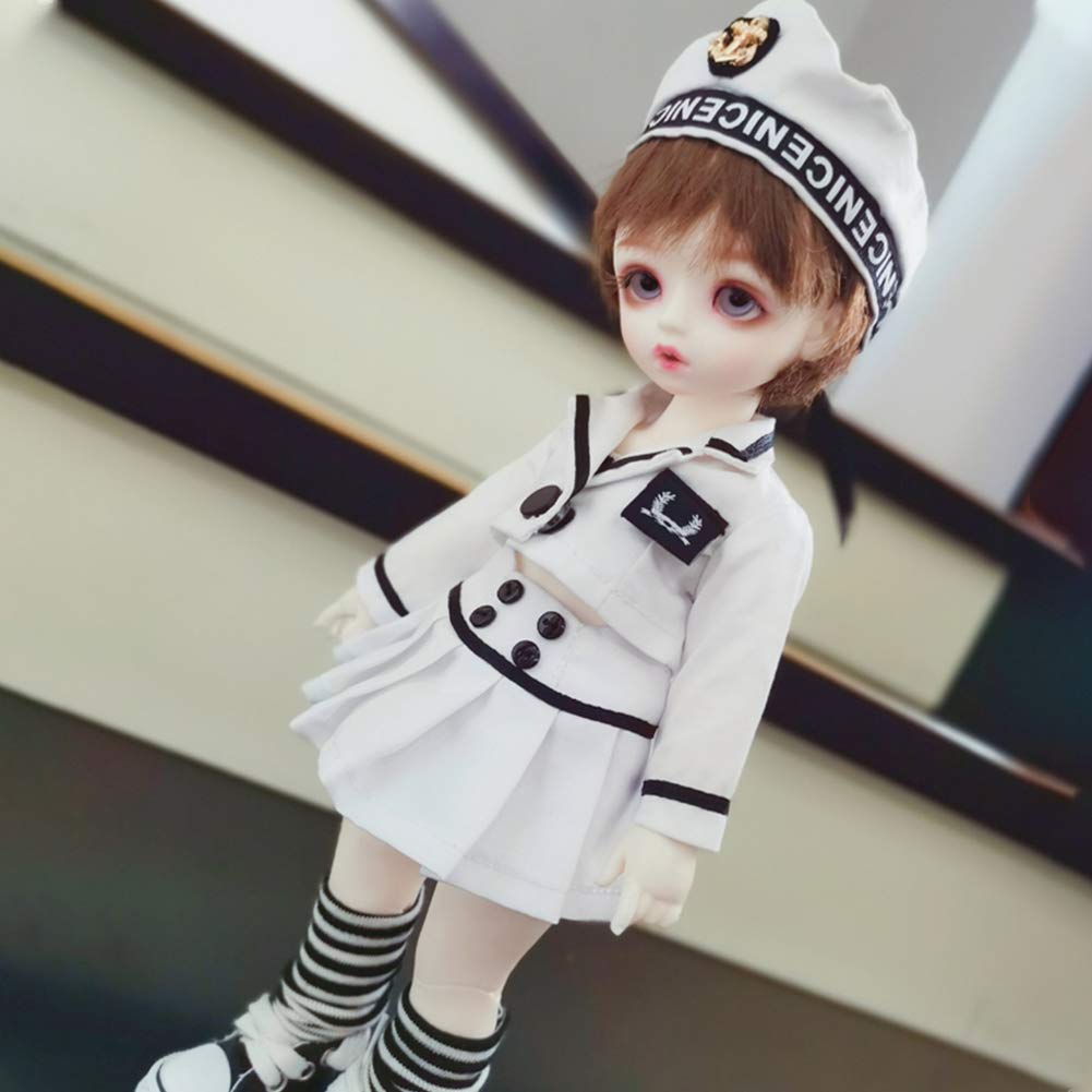 rakulifey Doll Doll Sailor Tube and Gift Doll 1/3 Outfit Suit, Coat, Top, Skirt, Hat, White, (1/3 Outfit)
