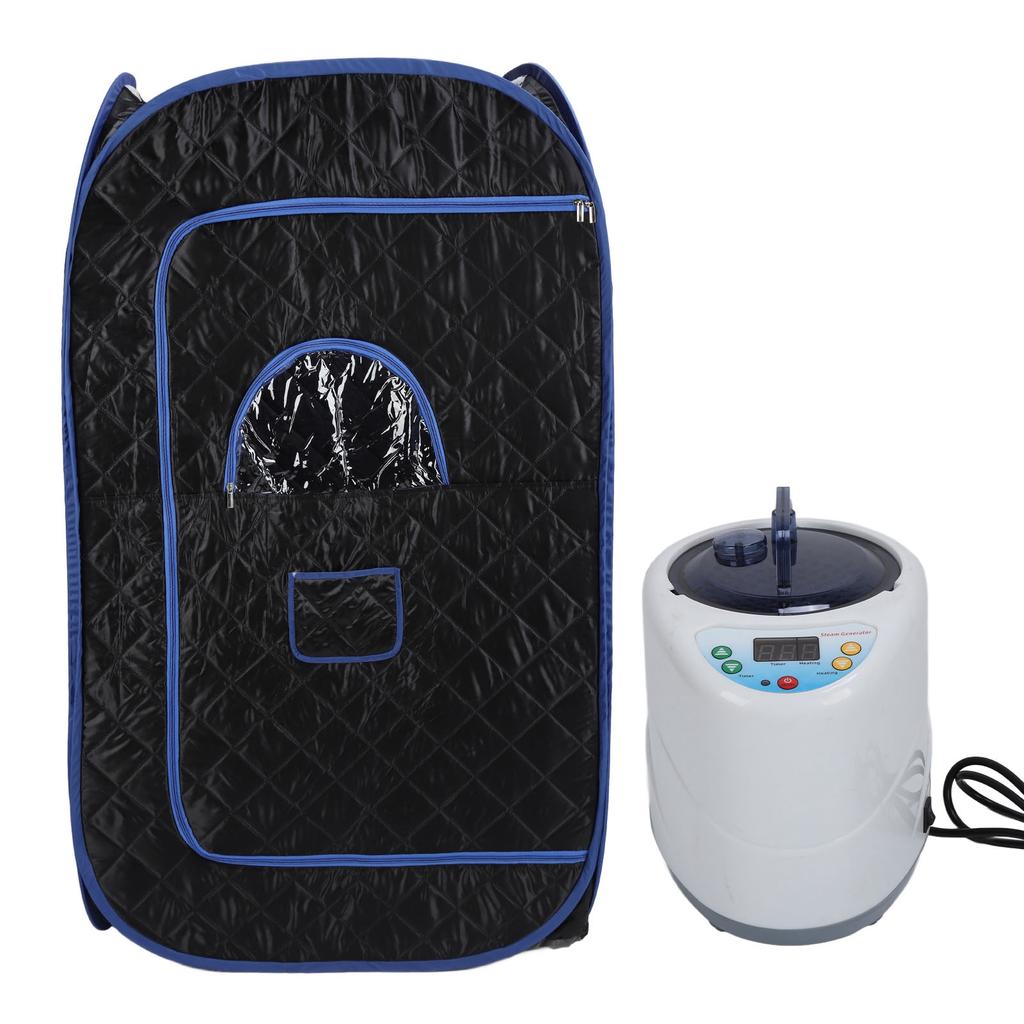 Dampfsauna Zelt Raum Faltbar Verstellbar Sauna Spa Box Schwarz mit 2L Dampfkochtopf Fernbedienung für