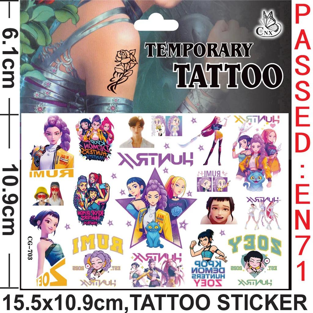 Dämonenjäger Thema Tattoo Aufkleber Geburtstagsdekoration KPOP Anime Party Aufkleber Geschenkfüller Kinder Babyparty Partyzubehör