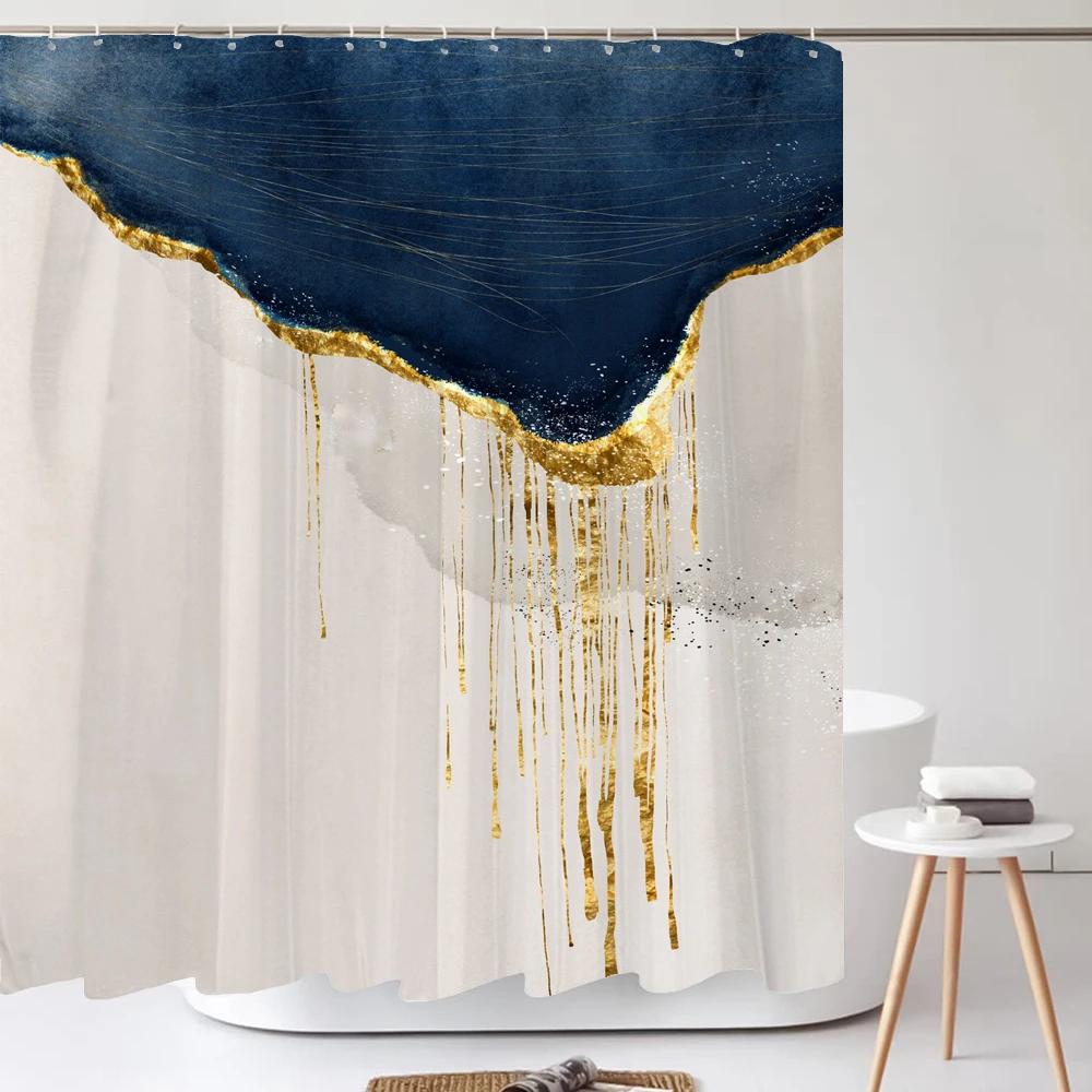 Nordische Abstrakte Kunst Duschvorhang Einfache Geometrie Badewannenvorhang Wasserdicht Polyester Badezimmer Vorhang Zubehör Dekor