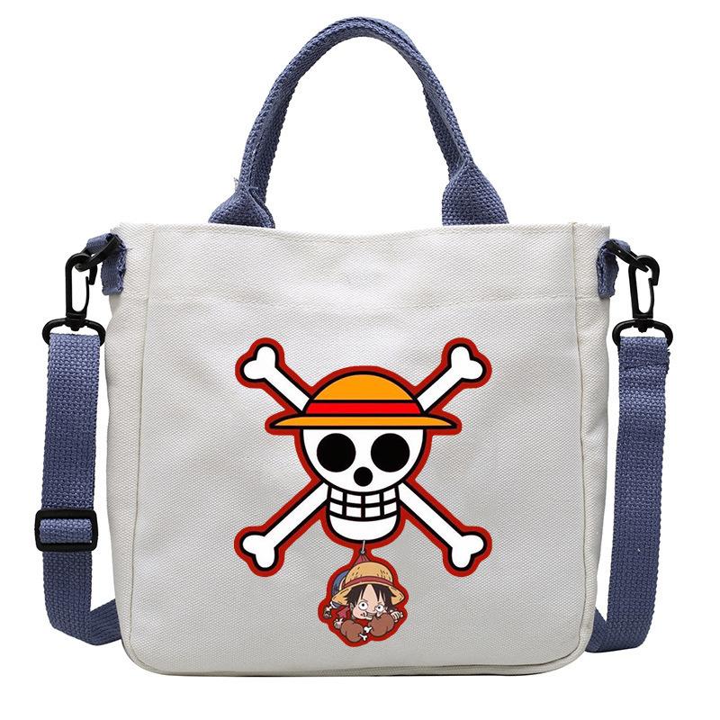 One Piece Canvas Bags Luffy Cartoon Anime Figures Print Shoulder Bag Outdoor Large Capacity Trendy Crossbody Handbag Gifts Poseable Articulated Scale