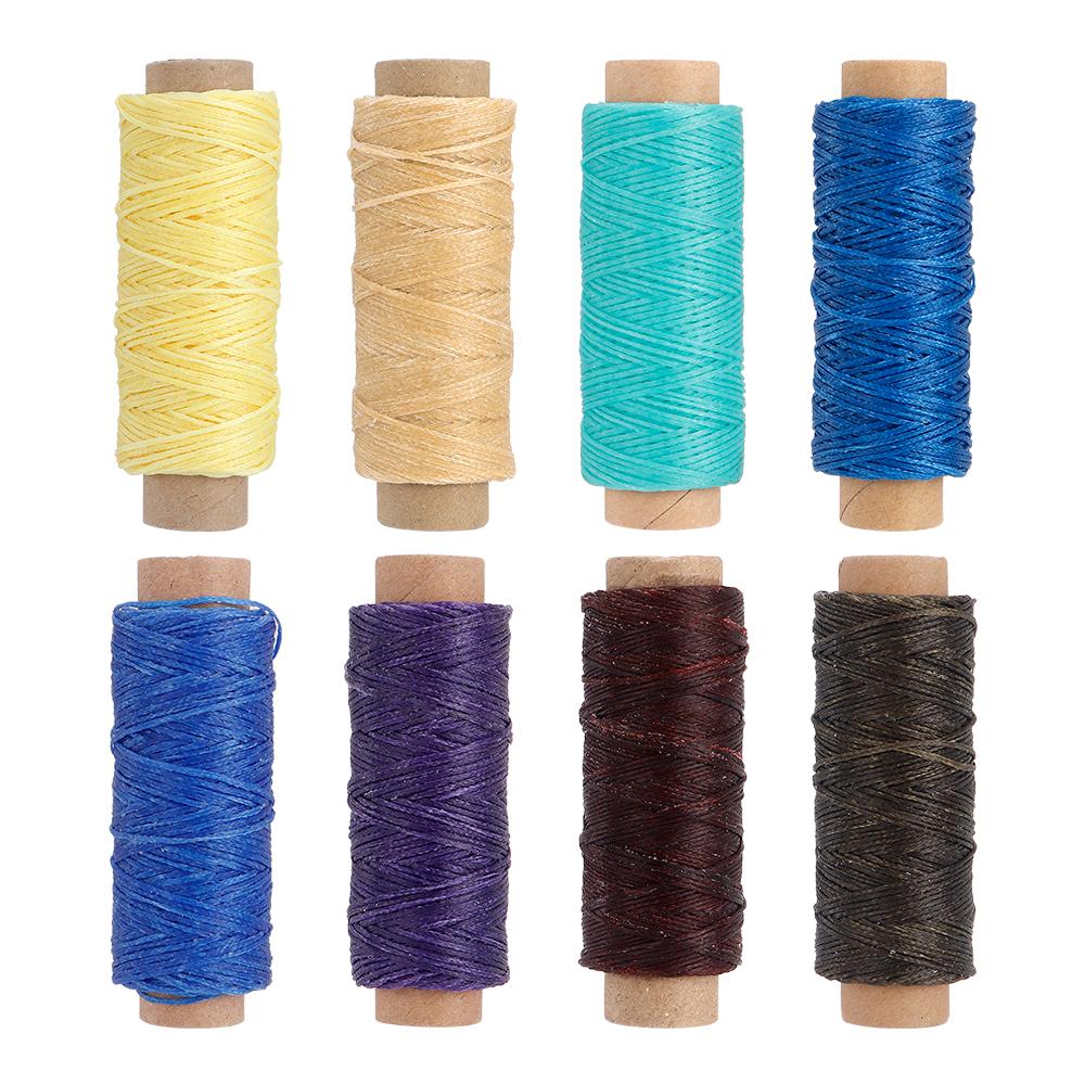 8pc Colorful Premium Durable Leather Waxed Threads, Mixed Color Sewn Repairing Cords for DIY Sewing Leatherwork Crafting Project