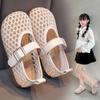 Nuevas sandalias de malla hueca estilo coreano, zapatos planos de corte bajo para primavera y verano para niñas