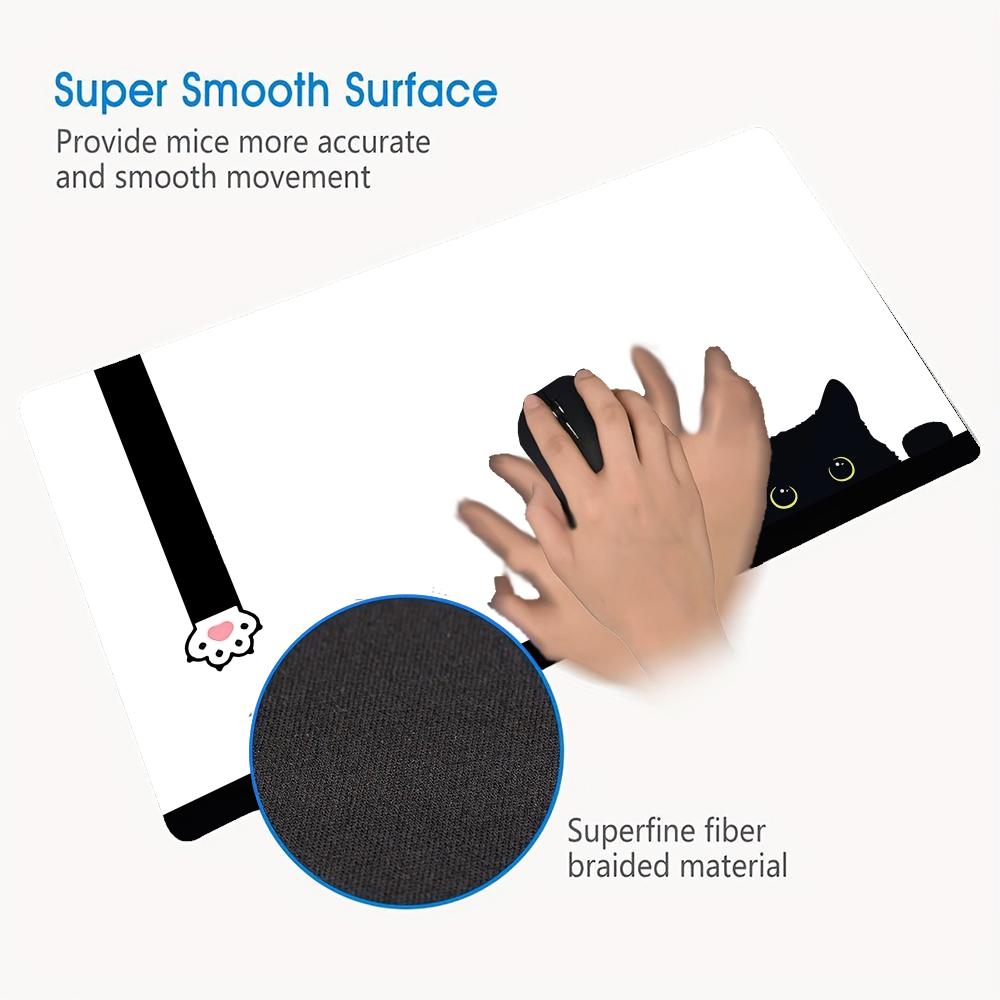Black Cat Kawaii Mouse Pad White Deskmat Minimalistic Gaming Laptop Large Mousepad Anime Office Carpet Gamer Keyboard Mouse Mats