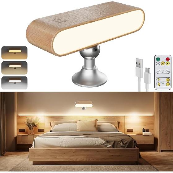 Wireless Wall Sconces Set of 2 [with Remote], Rechargeable Wall Lights Battery Operated Wall Sconce, 3 Color Temps Dimmable & 360° Rotatable,