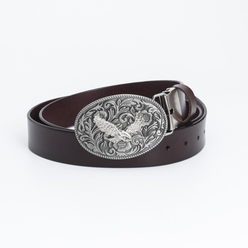 Eagle Pattern Unisex Cowboy Cowhide Belt
