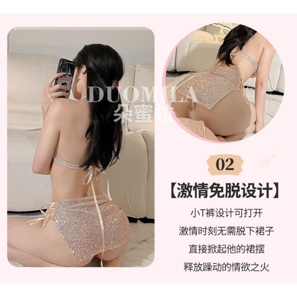 Domira Erotic Outfit Bright Sequins Nightclub Split Outfit 6728 Erotic Lingerie Uniform Sexy Passion F341