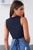 Women's Fashion New Blouse Female Black Cross Tie Crop Top Blouse