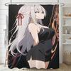 1pc Anime Cartoon Girl Shower Curtain - Polyester Bathroom Decor with Vibrant Digital Print, Machine Washable & Hooks Included