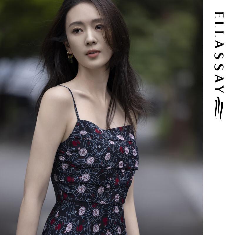 

ELLASSAY Women s Rose Floral Print Mulberry Silk Blend Strappy Maxi Dress XS