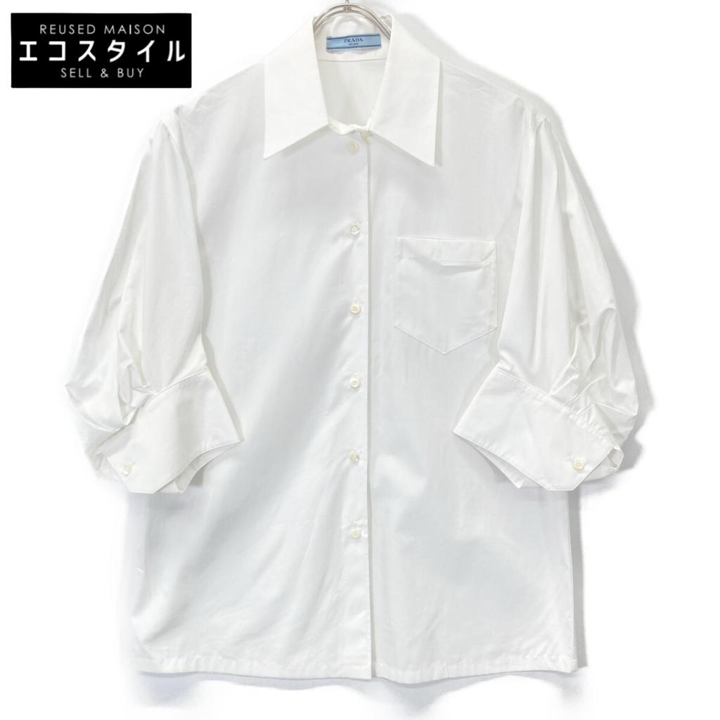 Prada [Domestic Regular] P432F S212 1UCX Volume Sleeve Blouse/ Tops 36 whiteUsed