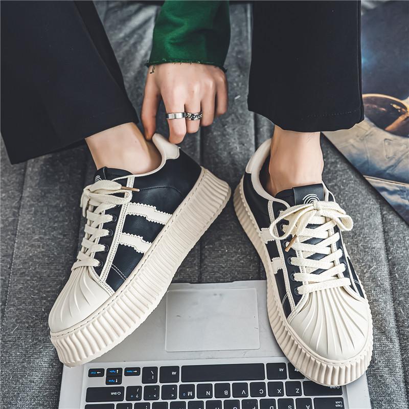 

2024 autumn new men s low-top thick baseplate shoes green shell head student small white tide shoes live sports men s shoes 44