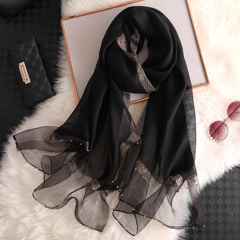 2024 Luxury 100% Silk Shawl Scarf for Women Design Embroidery Flowers Hijab Wraps Bufandas Female Headkerchief Fouloud Echarpe