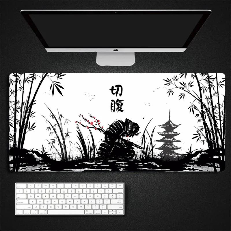 black Samurai Mouse Pad Samurai Legion Landscape Table Mat Aesthetic Computer MousePad Unique Mouse Keyboard pc Desk Mats