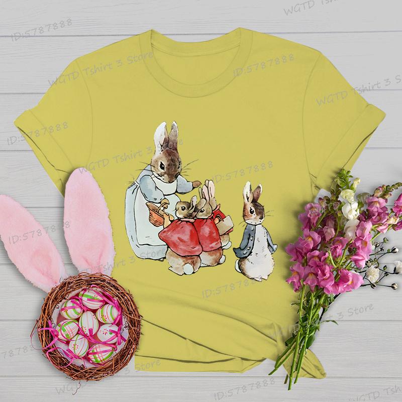 

Ретро Футболки с Пасхальным Кроликом Женские Футболка с Пасхальным Кроликом Подарок для Женщин Винтажные Футболки с Пасхальным Кроликом Футболка с Круглым Вырезом и Коротким Рукавом 3XL