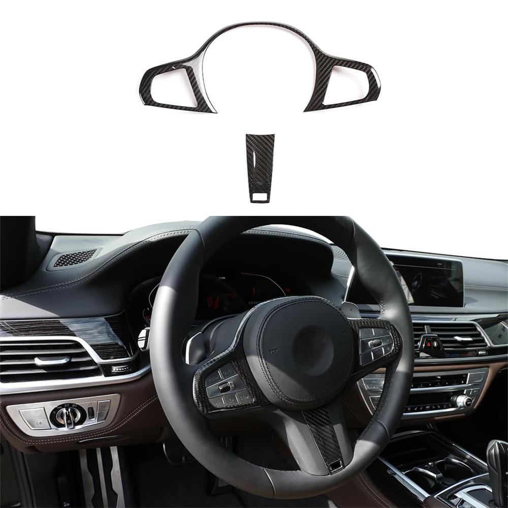Carbon Fiber Look Steering Wheel Cover Trim For BMW 3 4 Series G20 G42 2019-2023