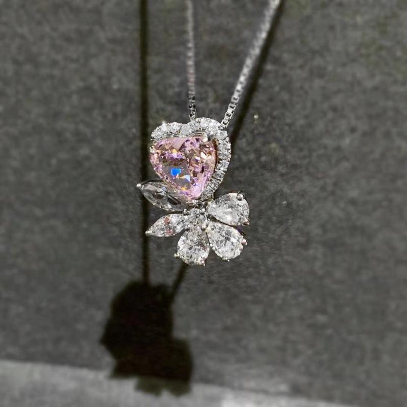 Elegant Pink Bow Knot Clavicle Necklace: Shiny, Classic, Versatile Pendant for Women