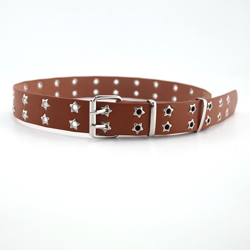 Trendy Star Double Row Buckle Belt With Hollow Punk Design In Various Colors For Spring 2023