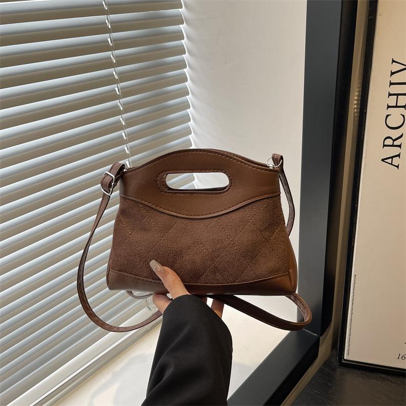 Women Fashi Quilted Shoulder Bag Female Classic Suede Leather Bag Vintage Lady Simple Square Shape Tote Bags Woman Handbag