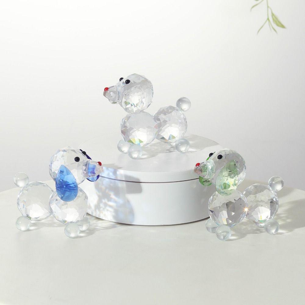 3D Clear Dog Ornament Cute Animal Figurine Funny Crystal Dog Statue Office