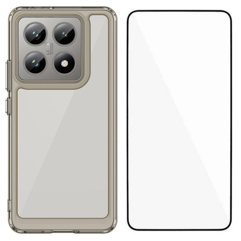 For Xiaomi 14T Phone Case WANLONFENG XC Series TPU Acrylic Cover with Tempered Glass (Big Lens Hole)