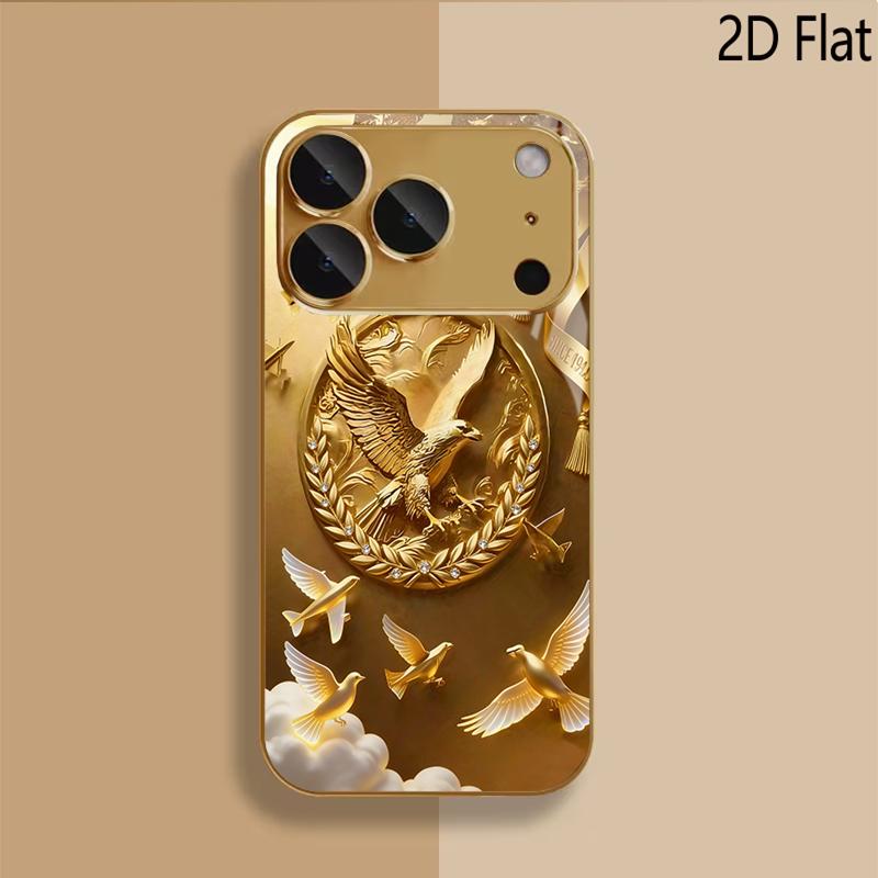 Eagle emblem Patterned tempered glass design for iPhone16 17 Pro Max 15 14 13 12 11 ProMax Phone Case Camera Cover Shockproof H