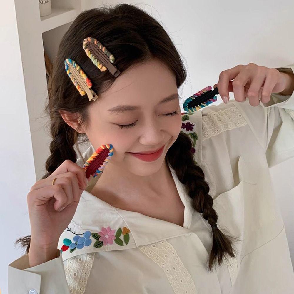 

Plush Rainbow Bb Clips Knitted Waterdrop Shape Hairpin Sweet Knitted Hair Clip Party