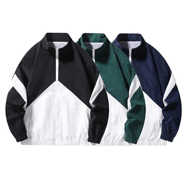 Chaquetas de Primavera y Otoño, Chaquetas Casuales Diarias para Hombre con Cuello Mao, Colores Contrastantes, Chaquetas Modernas y Versátiles para Hombre