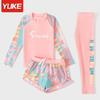 Girls' Quick-Dry Two-Piece Swimsuit: Long Sleeve & Pants, Comfortable & Breathable for Swimming and Hot Springs
