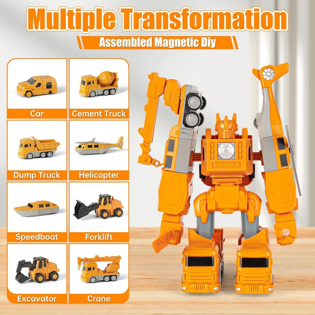 Magnetic Transform Engineering Car Toy, Magnetic Cars and Trucks Toy Assembled Toys with Gift Box, Engineering Toys for Toddlers Outdoor Toddler