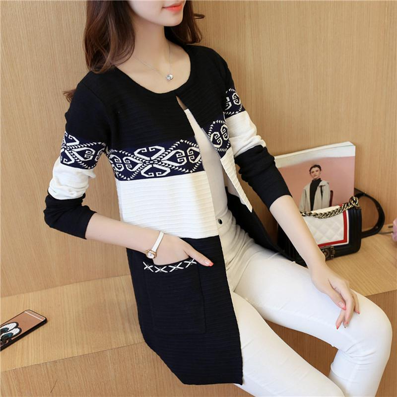 Autumn Winter Long Cardigan Women Sweater Retro Ethnic Long Sleeve Jacket Sweater Women Coat