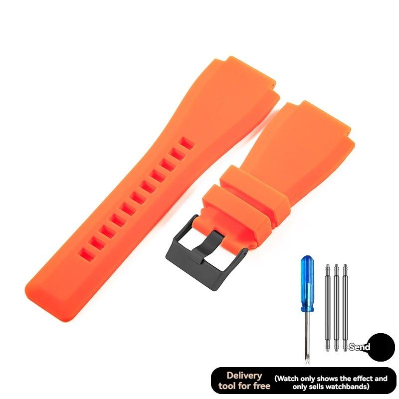 Für Bell Ross Silikon Herren Armband BR01 BR03 Schwarz Blau Orange Modell Sport Wasserdicht Weiches Silikon Herren Armband