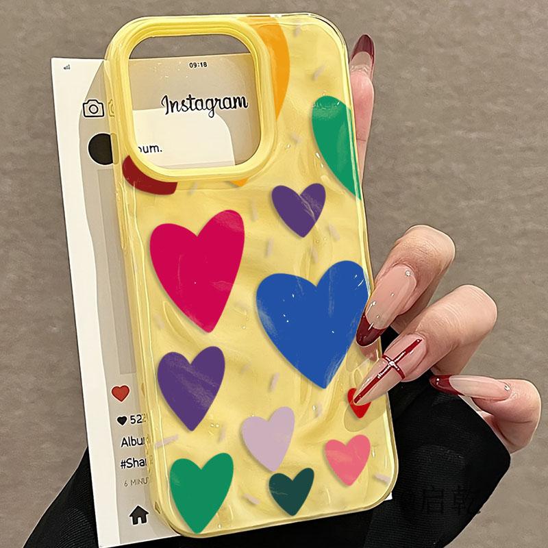 Colorful Love Heart TPU Soft Phone Case for iPhone 17Air 16 17 Pro 15 14 13 11 12 Pro Max 15 Plus Fashionable Shockproof Cover