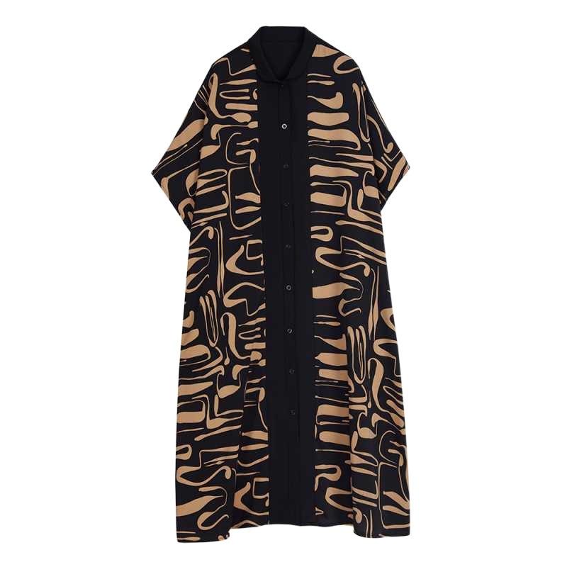 Echter Spot Sommer Neu Locker Große Größe Zebra Muster Druck Langes Hemd Rock Farblich passendes Kleid Außenhandel Frauen