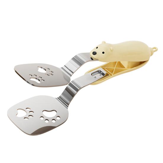 2-In-1 Stainless Steel Spatula Tongs Non-Slip Flipper And Food Turner for Pancake Fish Steak Kitchen Cooking Gadgets