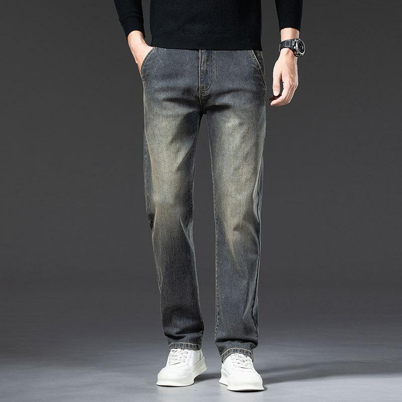 

Джинсы мужские девятиточечные весенне-летние прямого зауженного кроя повседневные с защитой от кражи на молнии с карманами 38