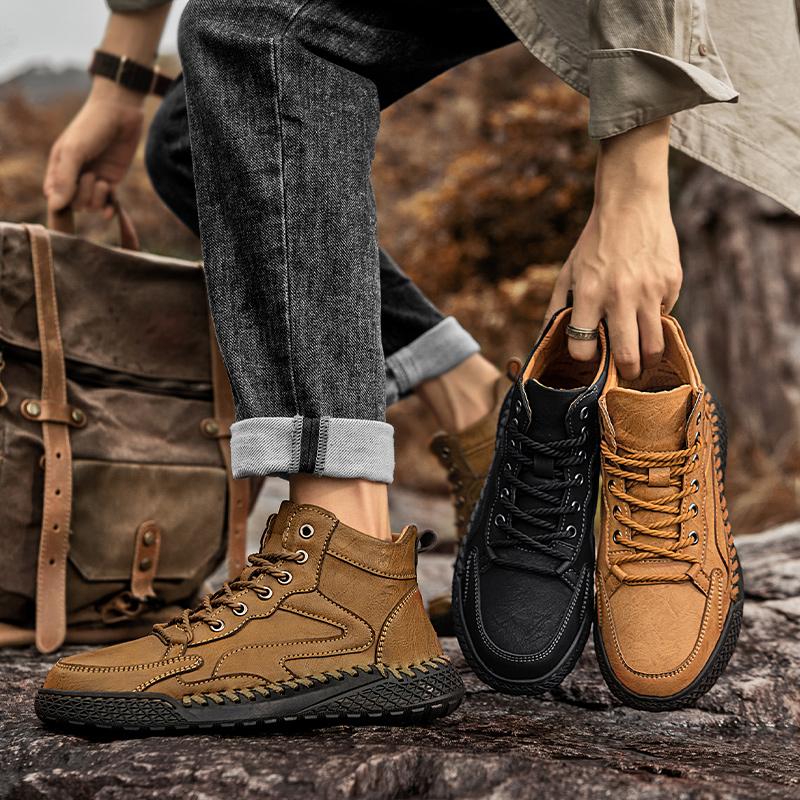 Handmade Genuine Leather Boots Men Shoes Comfortable Ankle Boots For Men Casual Shoes Outdoor Tooling Shoes