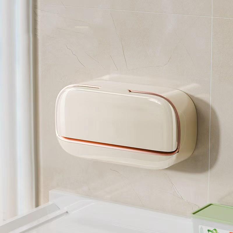 1 Stück Wandmontierte Bohrerfreie ABS Große Wasserdichte Seifenschale mit Abtropfbox Stilvolles Badezimmerzubehör