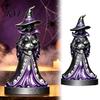 Dark Aesthetic Home Accessories Halloween Witch Figurine, Gothic Resin with Black Cat Ornament, Collectible Art for Decor Fantasy Tabletop Statue